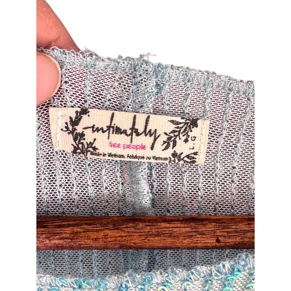 Free people sequin blue top Cottagecore fairy grunge L - Picture 3 of 7